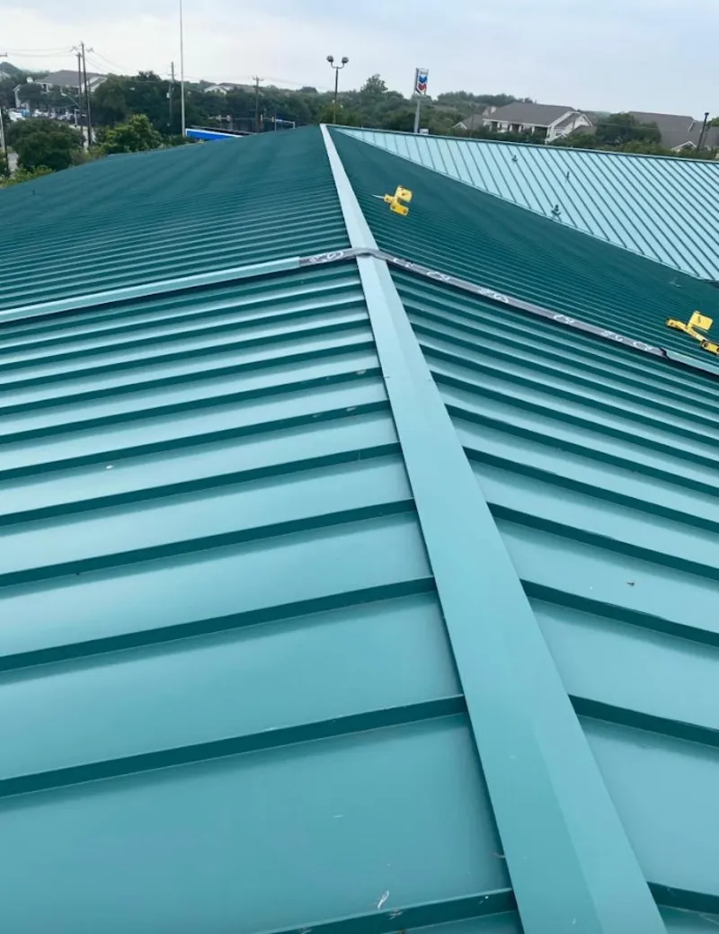 Green commercial metal roof ridge and valley for Metal Roof Repair in Cypress Lake